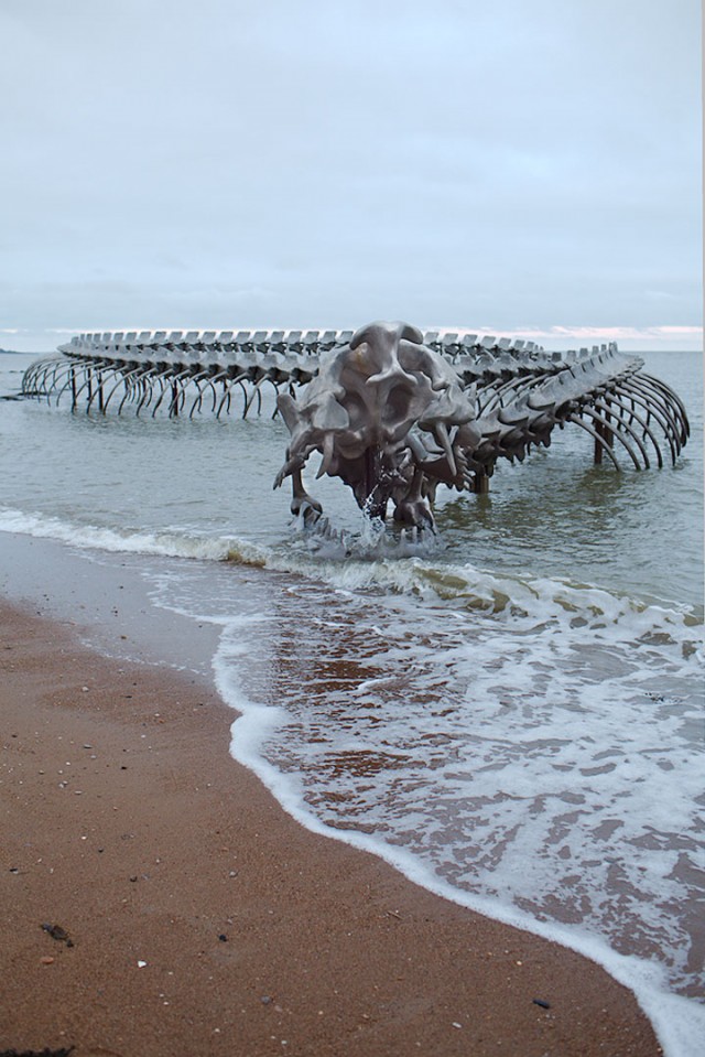 A Giant Aluminium Made Skeleton Of Serpent On the Beach of