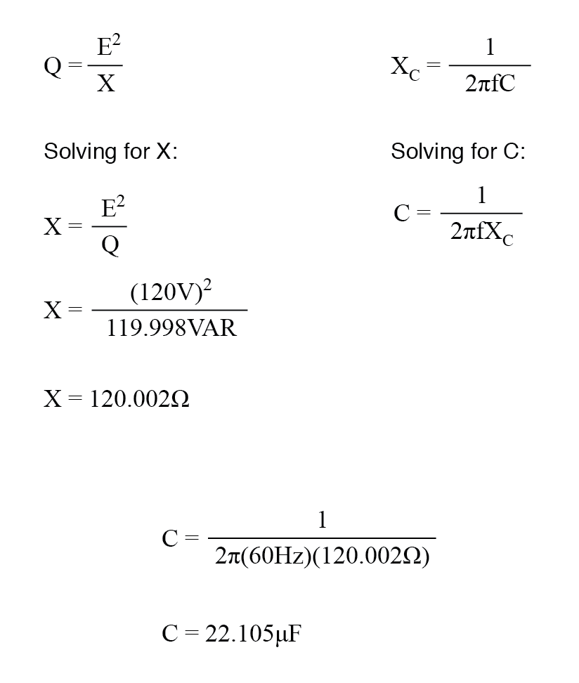 calculate correct capacitor size