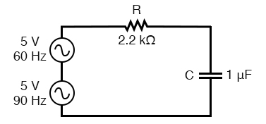 Circuit driven by a combination of frequencies: 60 Hz and 90 Hz