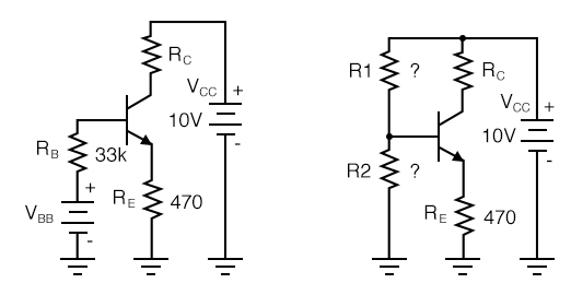 Emitter-bias example converted to voltage divider bias.