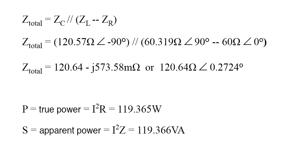 equation for the power factor for circuit