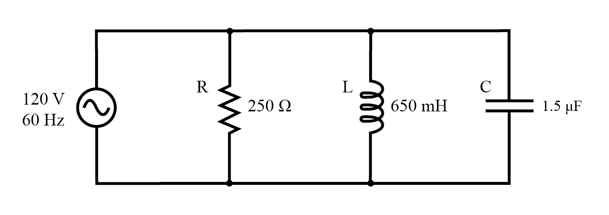 Example R, L, and C parallel circuit.