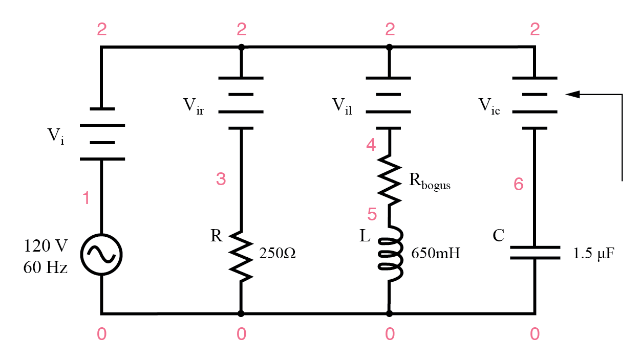 example parallel RLC spice circuit