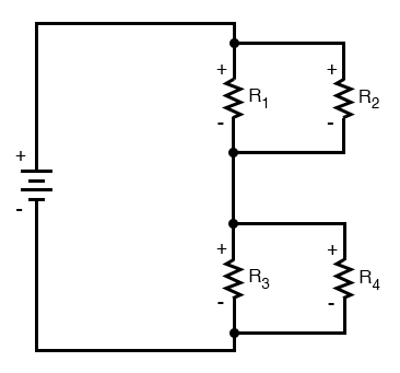 four resistor series parallel configuration image