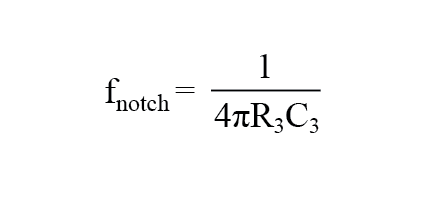 the frequency of maximum rejection (the “notch frequency”)