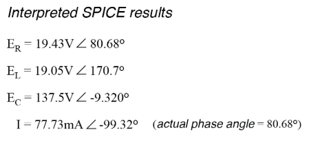 The SPICE simulation shows our hand-calculated results to be accurate.