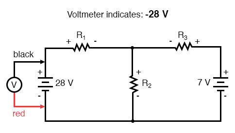 kirchhoffs voltage law negative voltage