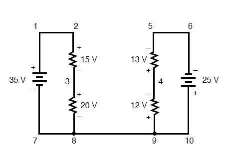 kirchoffs voltage law in a complex circuit