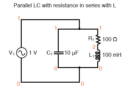 Parallel LC circuit with resistance in series with L.