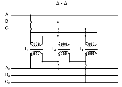 Phase wiring for “Δ-Δ” transformer.