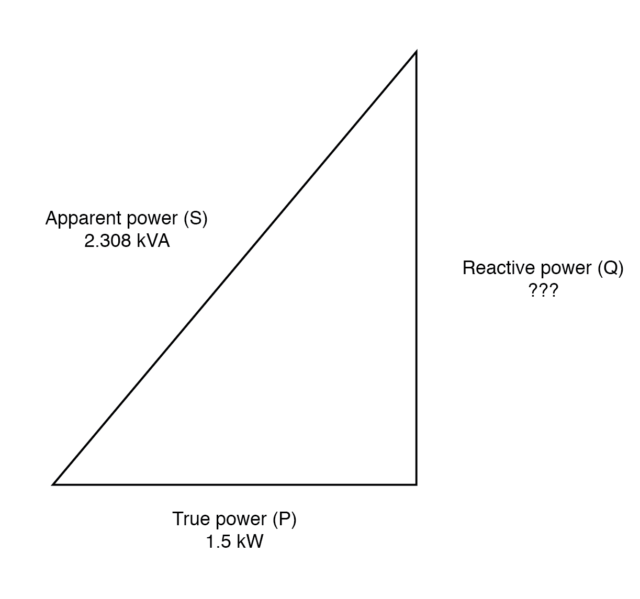 Reactive power may be calculated from true power and apparent power ...