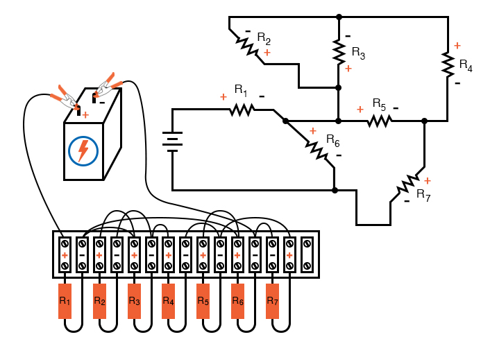 schematic diagram shown next to terminal strip circuit image