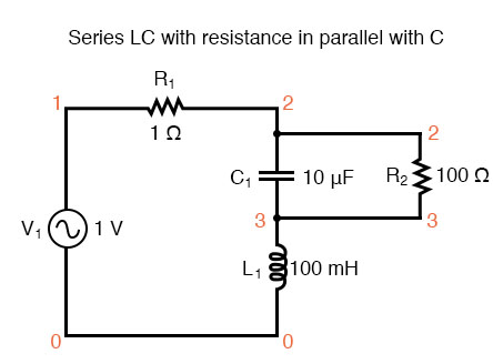 Series LC resonant circuit with resistance in parallel with C.