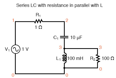 Series LC resonant circuit with resistance in parallel with L.