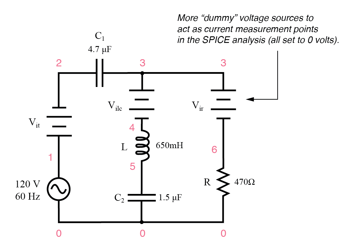 series-parallel rlc spice circuit