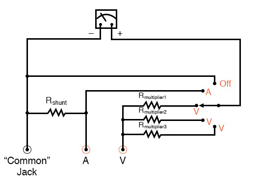 simple analog voltammeter schematic