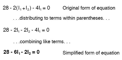 simplified form of equation