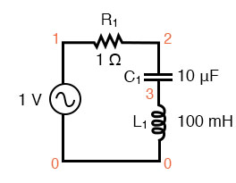 Series resonant circuit suitable for SPICE.