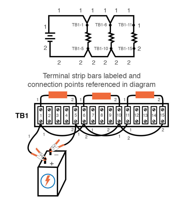 terminal strip bars labeled connection points referenced TechnoCrazed