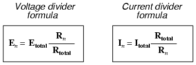voltage current divider formula