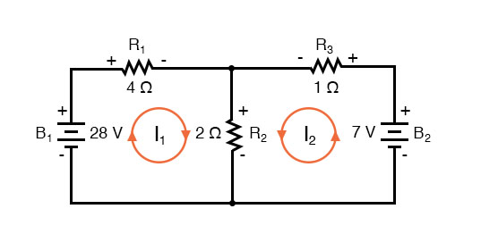 voltage drop polarities labeled
