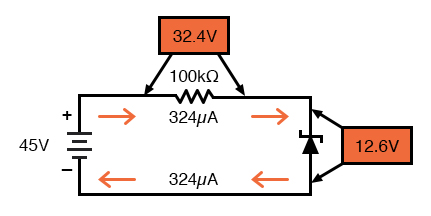 Zener regulator with 100 kΩ resistor.